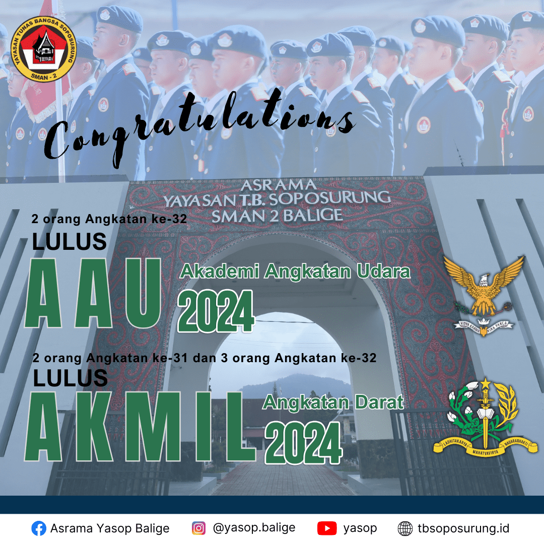 7 orang alumni Asrama Yayasan TB Soposurung lulus Akademi TNI 2024